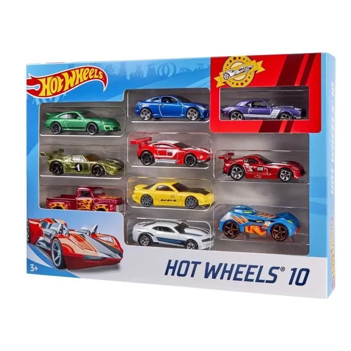 Hot Wheels - Coffret De 10 Véhicules - Coffret Petites Voitures - 3 ans et + 54886-6