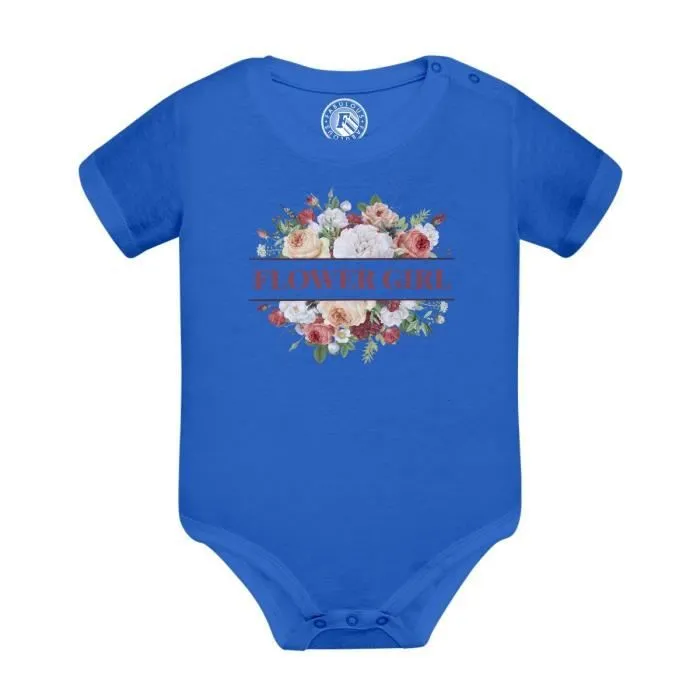 Body Bébé Manche Courte Bleu Flower Girl Mariage Mariée Bouquet Fleurs-0