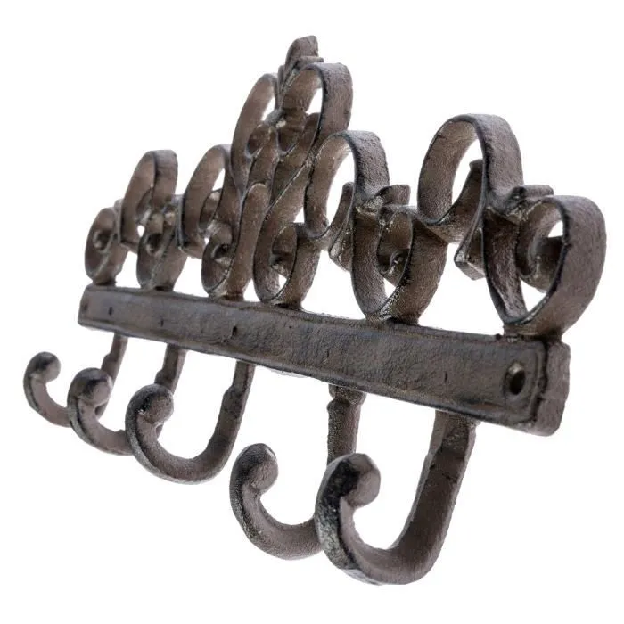 Patère porte manteaux décoratif marron en fonte – modèle entrelacs-1