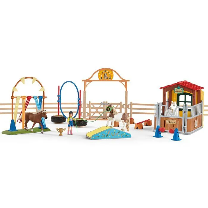 Schleich - 72149 - Agility dans la boite a Chevaux, des 3 Ans, Farm World - Coffret, 38.7 x 11 x 23-2