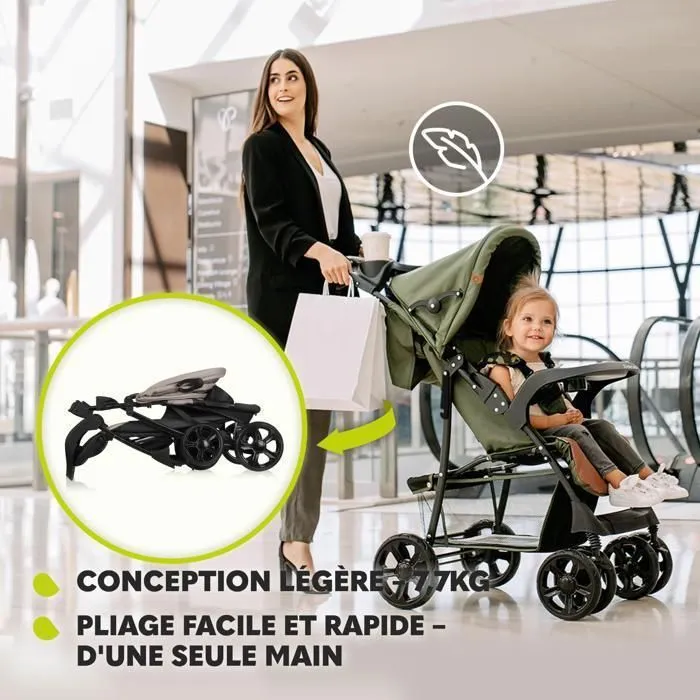 Poussette canne légère LIONELO Emma - Plage rapide - 6-36 mois - Sac inclus - Grand panier - Beige-3