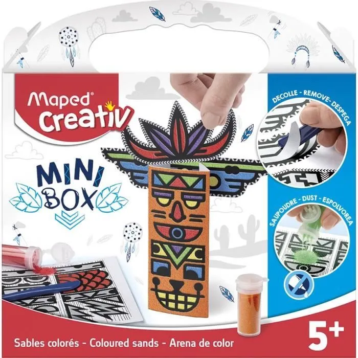 MAPED CREATIV - Mini Box - Totems indiens à construire avec sable coloré-3