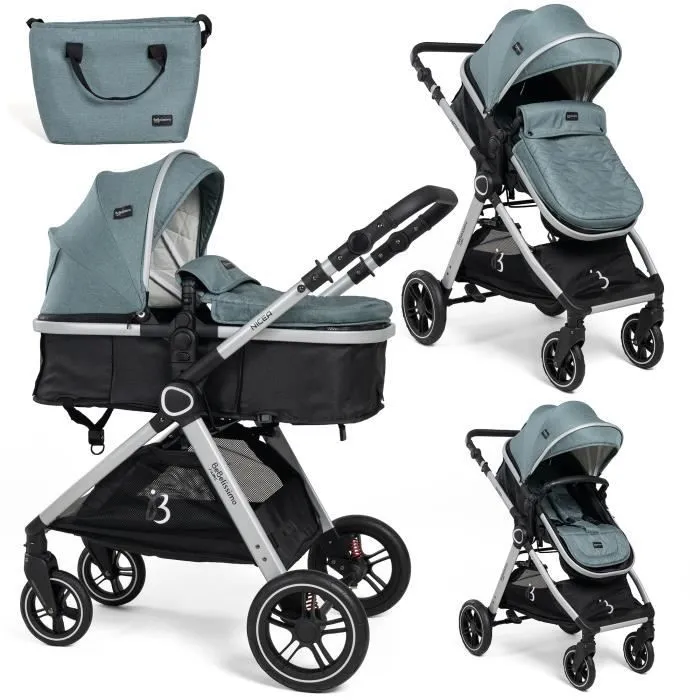 Bebelissimo - Poussette transformable - combinée - convertible - 2 en 1 - poids 0-22kg- Nicea - vert-0