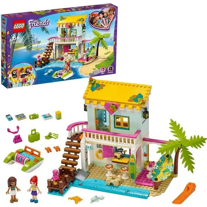 LEGO® Friends 41428 La Maison sur la Plage avec Mini Poupées et 2 Animaux, Jeu de Construction pour Enfant de 6 ans et +-0