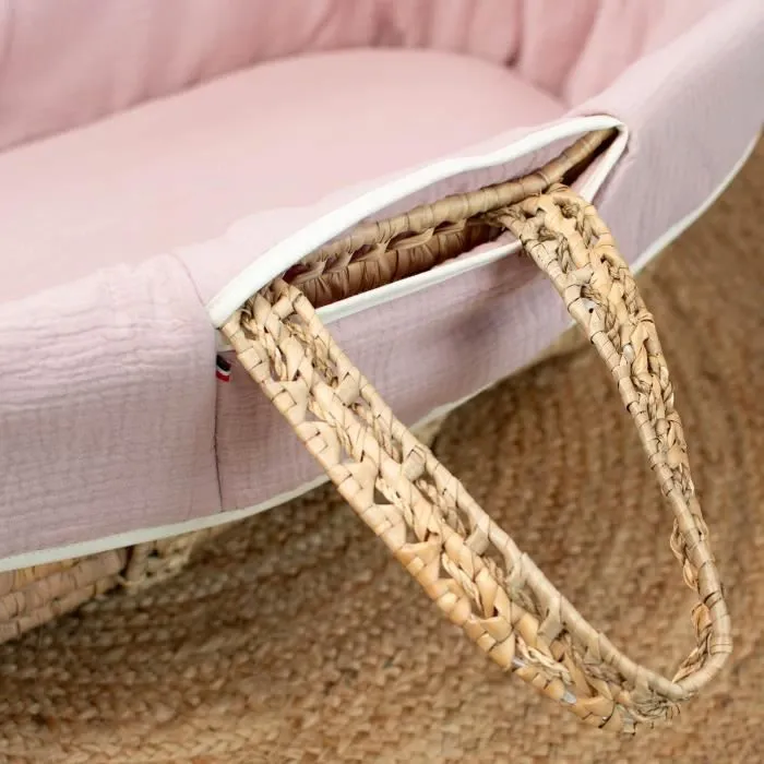 Couffin bébé avec Matelas Habillage et Drap Housse Rose Taille Unique-2