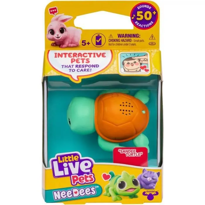 Lil' Needees - MOOSE TOYS - LITTLE LIVE PETS - Animaux interactifs de poche, avec sons et réactions - Modèle de peluche aléatoire-0