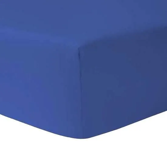Drap Housse 180 x 200 cm - BLEU OCEAN 100% coton 57 fils / cm - HOMEROKK-0