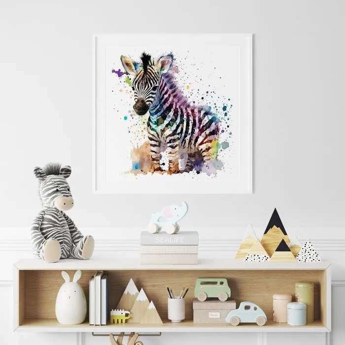 Poster / Affiche carrée Enfants - Zèbre coloré 3617689723525 - 20x20 cm-0