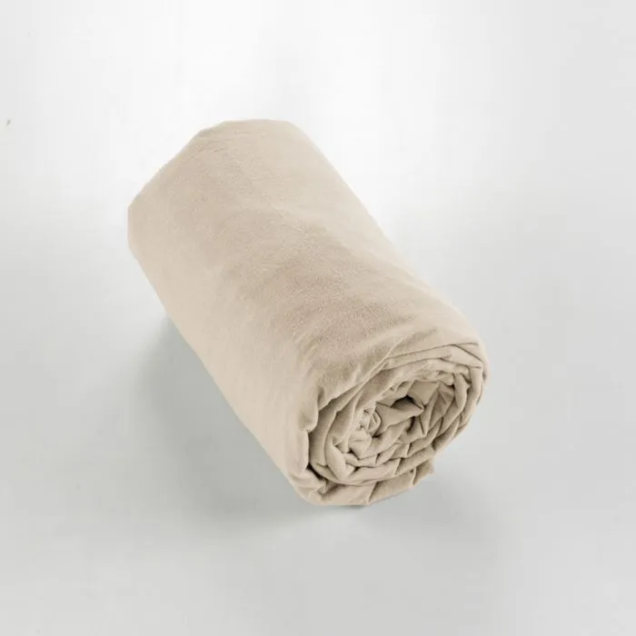 Drap housse flanelle chaude 90x 190 cm Bonnet 30 cm Candice Beige-1