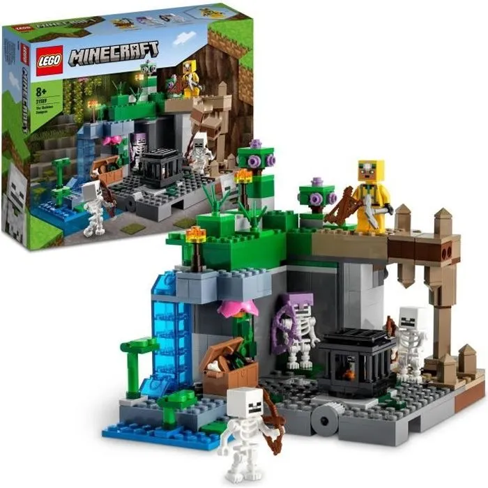 LEGO 21189 Minecraft Le Donjon du Squelette, Jouet Construction, Figurine Squelette avec Accessoires, Grotte-0