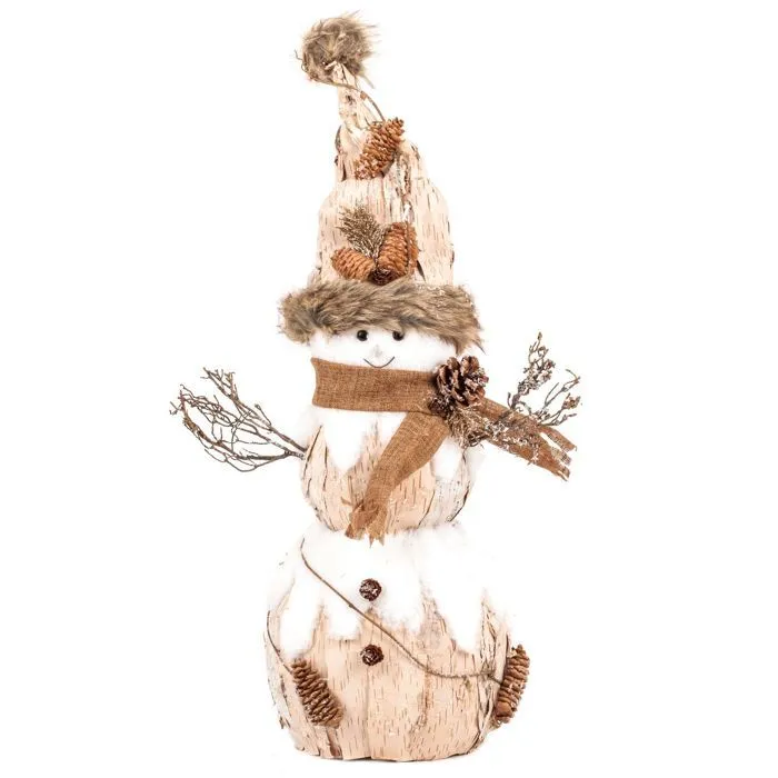 Féérie Lights & Christmas - Décoration de Noël en bois bonhomme Terre sauvage - Beige-0