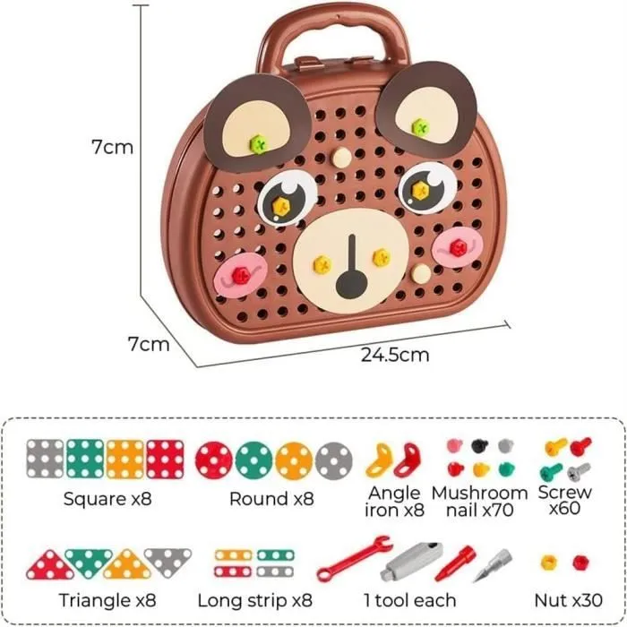 Magic Montessori Boîte à outils de jeu Montessori avec perceuse, boîte à outils Montessori avec perceuse-3