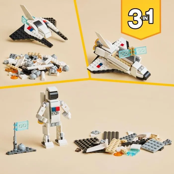 LEGO® Creator 3-en-1 31134 La Navette Spatiale, Jouet Figurine Astronaute avec Vaisseau, Enfants 6 Ans-4