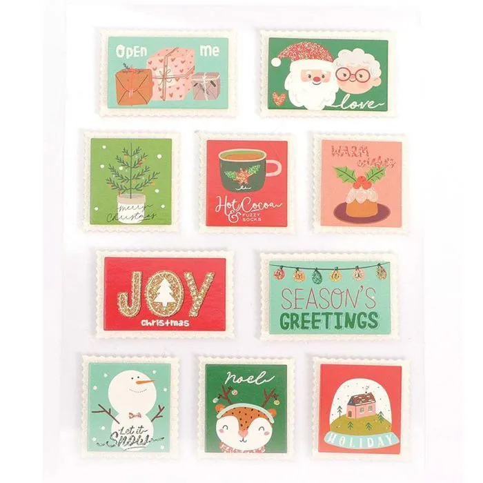 10 stickers timbres Noel effet-0