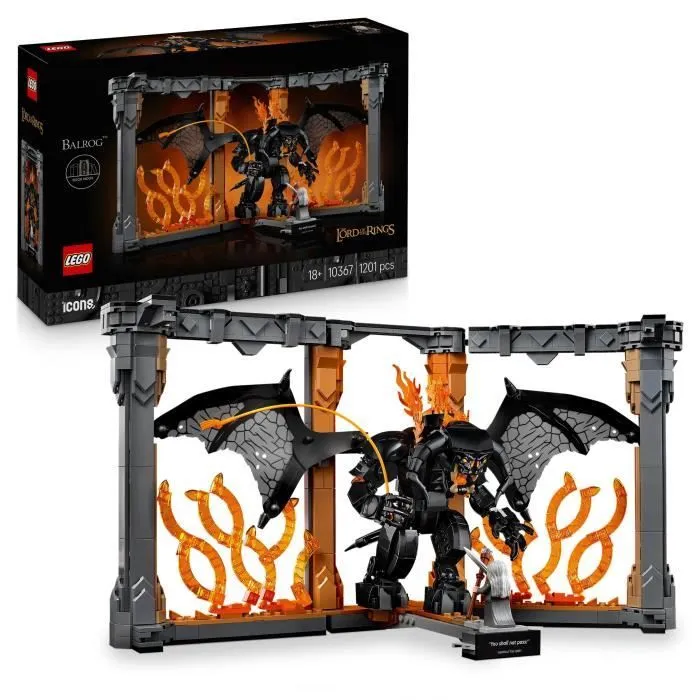 LEGO Icons Le Seigneur des Anneaux : Book Nook du Balrog - Set de Construction - Décoration pour Étagère DIY - Minifigurine de Ganda-0