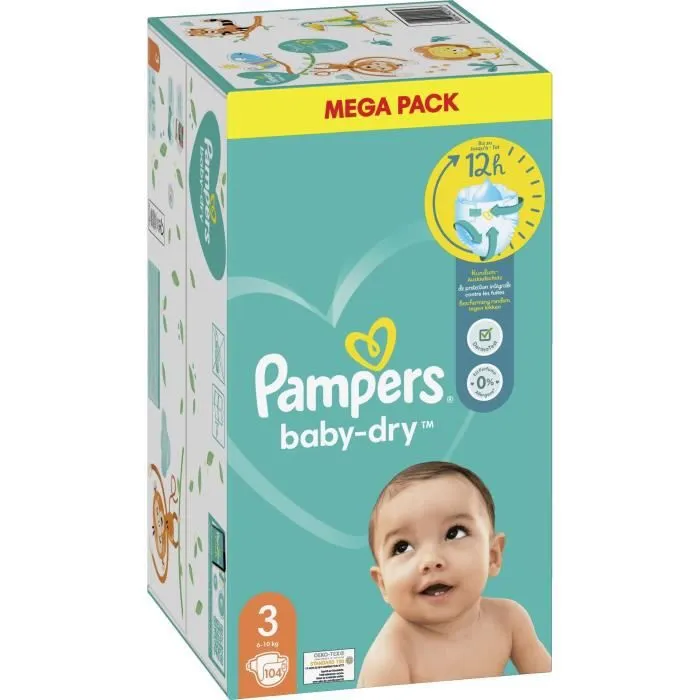 PAMPERS Baby-Dry Taille 3 - 104 Couches-2