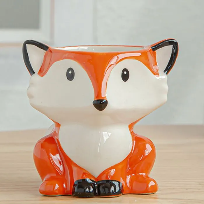 Pot de fleurs en céramique - TD® - dessin animé style européen simple - orange - pour enfant-1