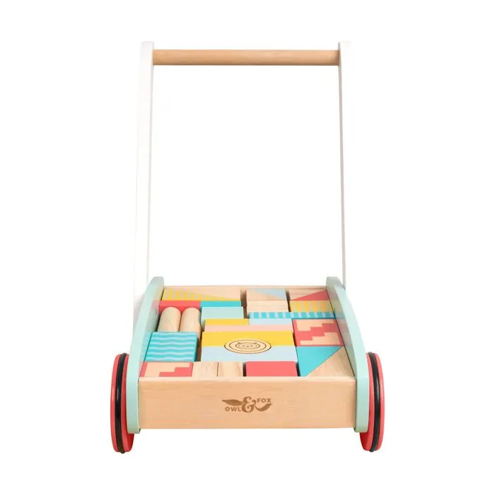 Chariot de marche - TP Toys - Avec cubes en bois FSC - Vert - 12 mois et plus - Mixte-1