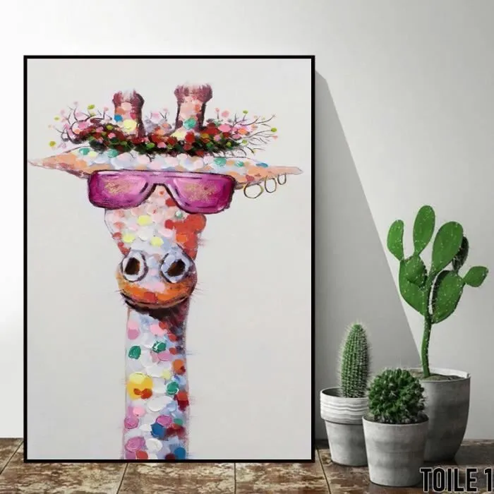 Toile Girafe Tete - Affiche Poster Décoration Moderne- Chambre Garcon Fille - Décoration Maison 30x40cm-0
