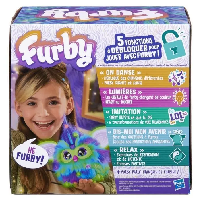Furby Galaxie, peluche activée par la voix brille dans le noir, jouets interactifs, dès 6 ans-7