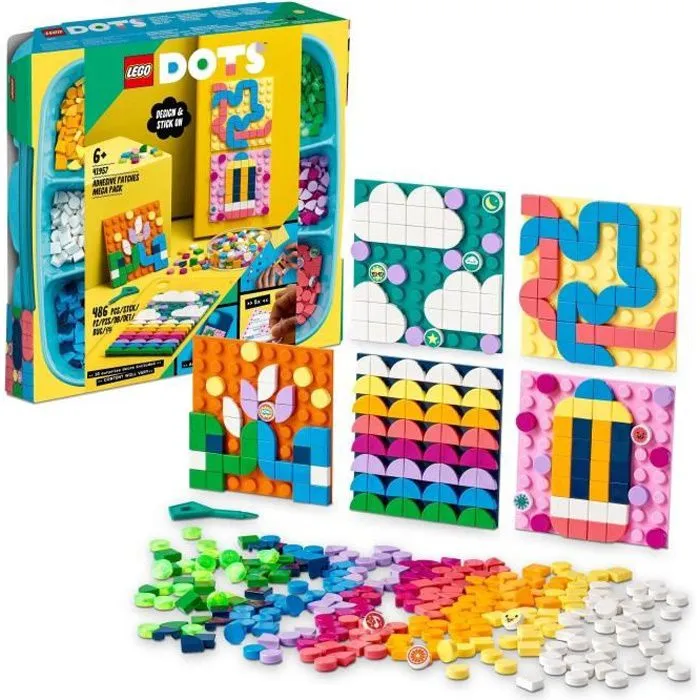 LEGO 41957 DOTS Le Méga-lot de Décorations Adhésives, Activité Manuelle, Sticker Personnalisé Téléphone, Cadeau Filles Garçons 6-0