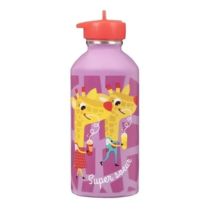 Gourde Inox Enfant - Super Sœur - Draeger Paris - Rose - 300 ml - Acier inoxydable-0