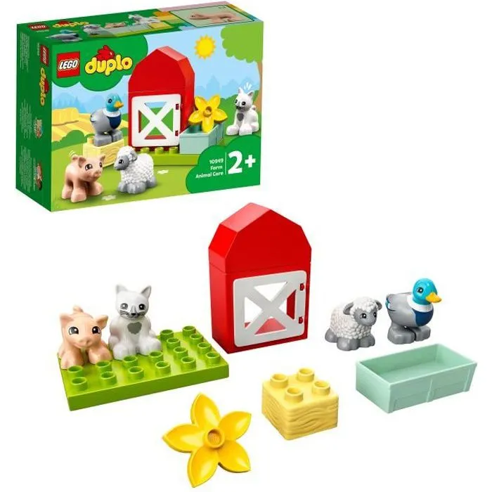 LEGO® 10949 DUPLO® Town Les Animaux de la Ferme Jouet avec Figurines du Canard, Cochon et Chat pour Enfant de 2 Ans et +-0