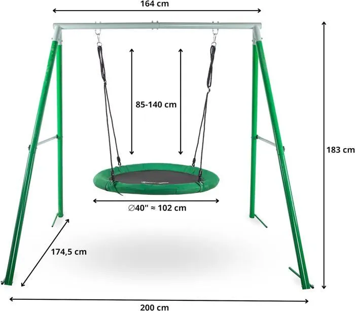 Balançoire Enfants - HyperMotion - Ronde - Hauteur Réglable - Charge 150 kg - Diamètre 102 cm-4