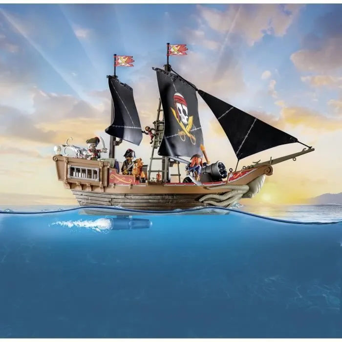 PLAYMOBIL 71530 Bateau pirates, 137 pièces dont 3 personnages et 4 animaux, Les Pirates, Jeu de rôle créatif, Dès 4 ans-3