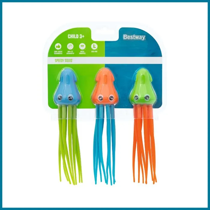 Jeu de Piscine Bestway Squiggle Wiggle avec Pieuvres de Couleurs Bleu Orange Vert pour Enfants à Partir de 3 Ans-4