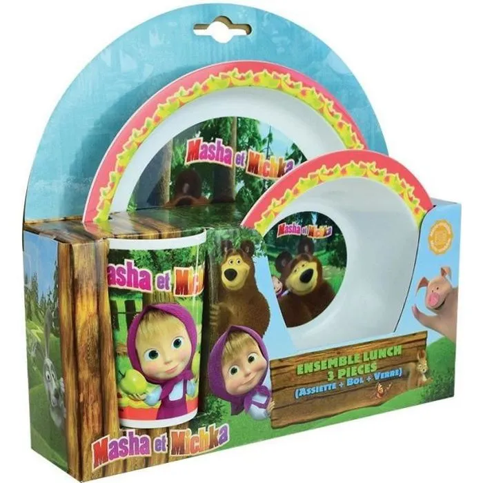 Ensemble repas MASHA ET MICHKA - FUN HOUSE - Micro-ondable - Multicolore-0