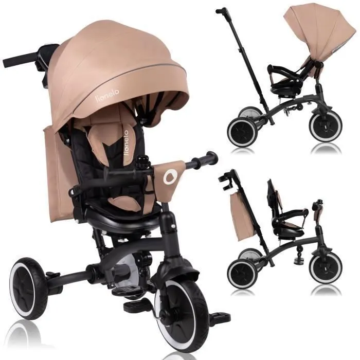 Tricycle évolutif LIONELO Tris Plus - Vélo poussette - Siège réversible & réglable - Jusqu'à 25 Kg - Beige-0
