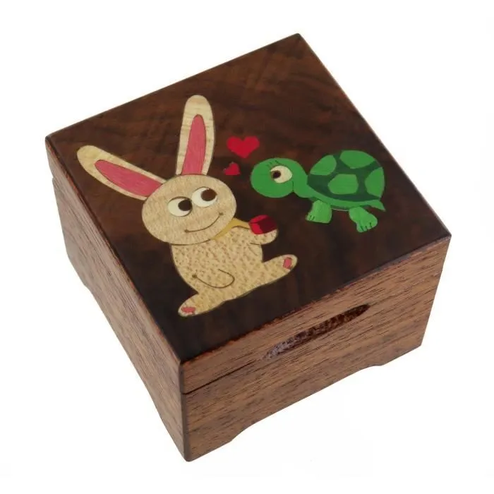 Boîte à musique - LUTECE CREATIONS - Berceuse de Brahms - Lapin et tortue - 18 notes-0