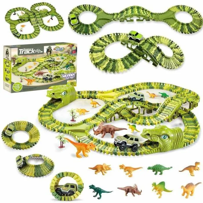 Vehicule miniature assemble - engin terrestre miniature assemble Woopie car track xxl dinosaures 240 EL.-0