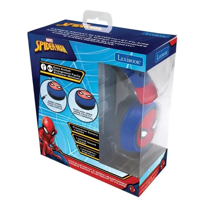 SPIDER-MAN - Casque 2 en 1 Bluetooth® - Filaire confortable et pliable pour enfants avec limitation de son - LEXIBOOK-4