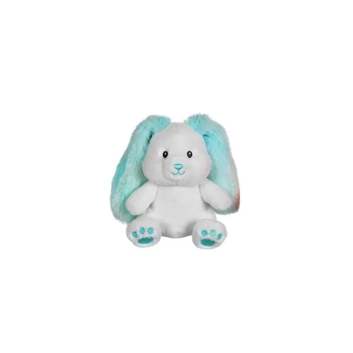 Peluche - Lapin Fluffy - Turquoise - 15 CM - Douceur - Oreilles dégradées - Mixte-0