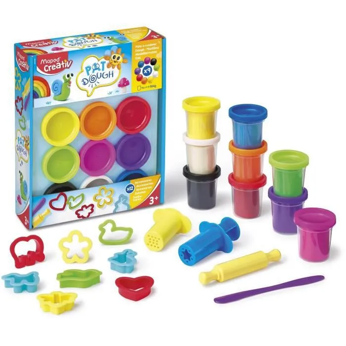 Set d'argile de jeu avec accessoires - MAPED - Creativ - 9 couleurs - A partir de 2 ans-1