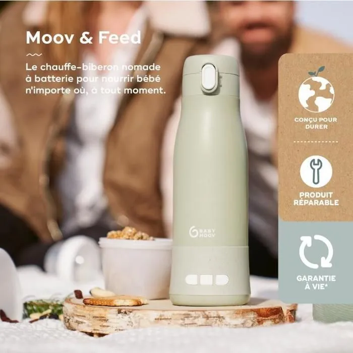 Babymoov Chauffe-biberon nomade Moov & Feed - 340ml - Vert Sauge - Réglage température - Maintien chaud-3