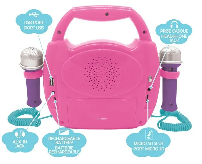 Enceinte Bluetooth Licorne - LEXIBOOK - Effets Lumineux, Micros et Batterie Rechargeable-1
