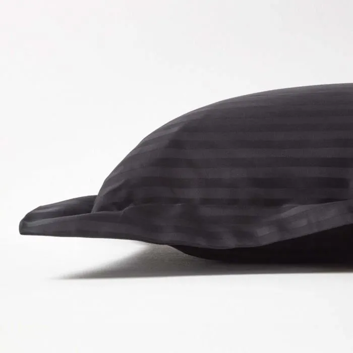 Taie d'oreiller en satin de coton égyptien Noir 330 fils-1
