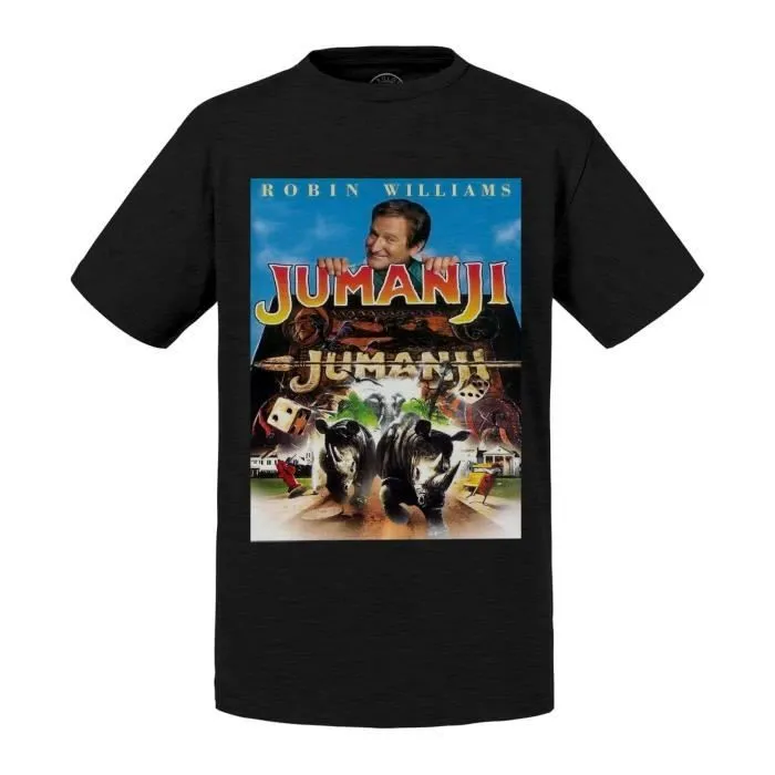T-shirt Enfant Noir Jumanji Robin Williams Film Aventure-0