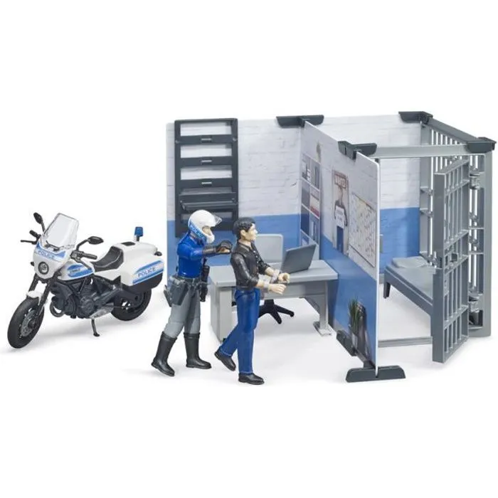 Poste de police bworld avec moto de police - Bruder - Jouet pour enfant de 4 ans et plus-0