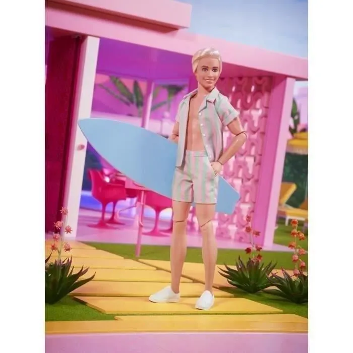 Barbie Le Film-Poupée Ken® avec ensemble de plage rayé à collectionner HPJ97-3