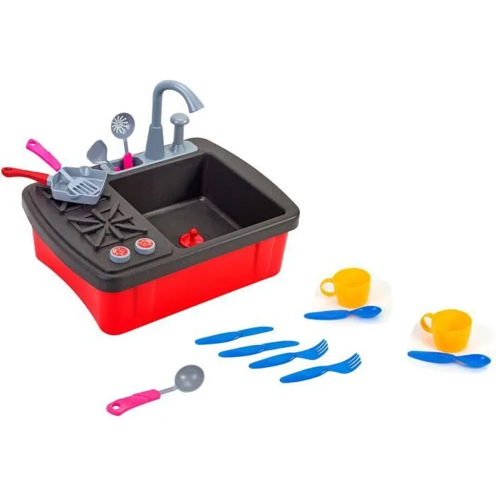 Jouet - GLOBO - Set Cuisine Evier Portable avec Robinet et Accessoires - Multicolore - 100% Chef-0