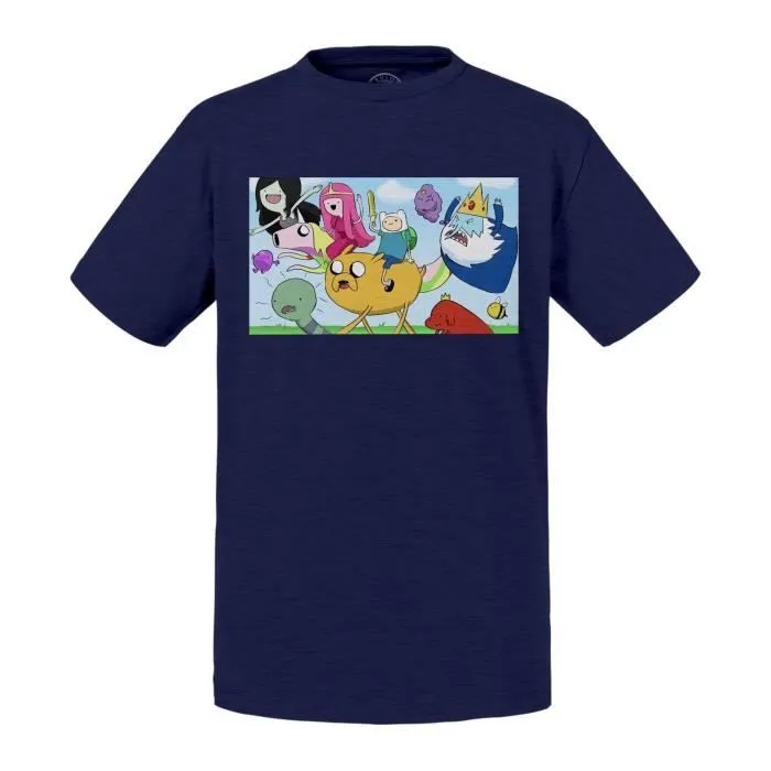 T-shirt Enfant Noir Adventure time Finn Dessin Anime Enfant Cartoon-0