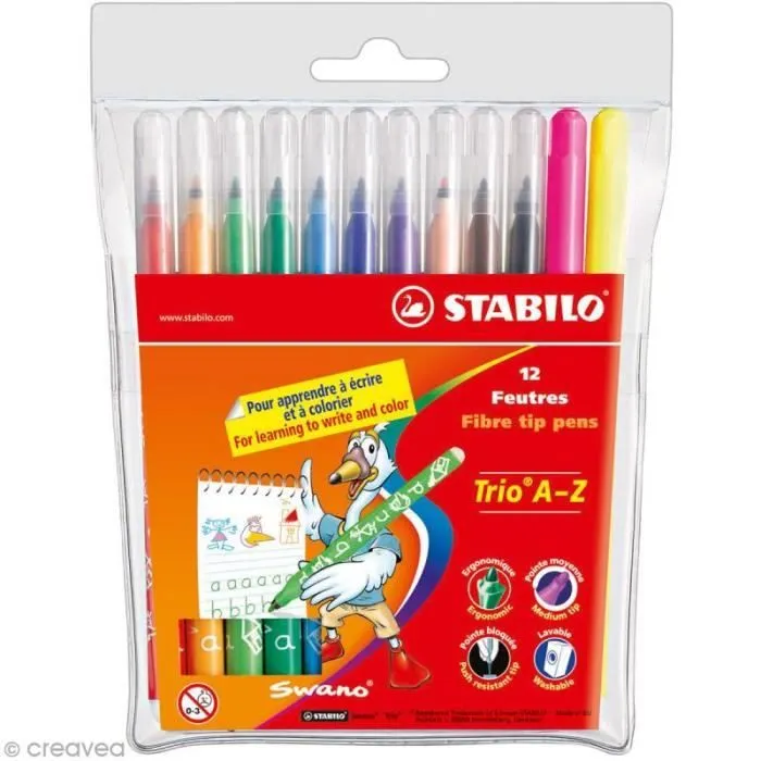 Feutre de coloriage - STABILO - Trio A-Z - Pochette de 12 - Multicolore - Mixte-0