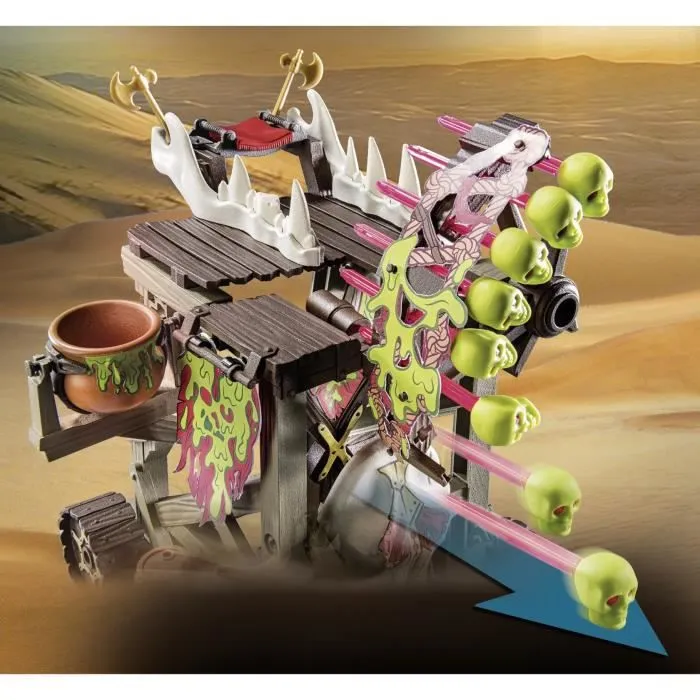 Tour d'attaque PLAYMOBIL Novelmore Sal'ahari Sands avec 3 squelettes, 1 catapulte et 1 roue mitrailleuse-6