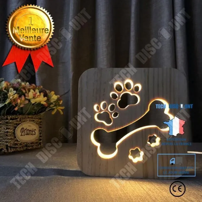 TD® Lampe de bureau créative Veilleuse 3D Lumière LED - jaune-0