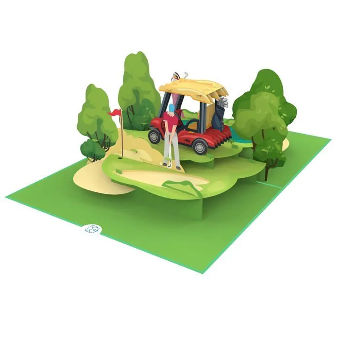 Mokio - DDD-088 - ® Carte Pop-Up Golf Carte cadeau 3D pour un anniversaire, Chèque cadeau pour un golfeur-1