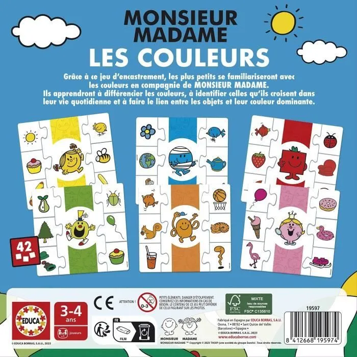 Jeu d'apprentissage - EDUCA - Monsieur Madame - Les Couleurs-2